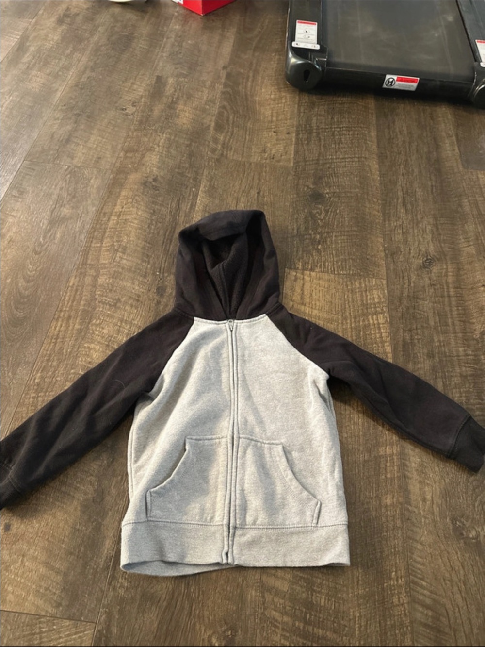 Kids Hooded Zip-Up Sweatshirt - Gray & Black